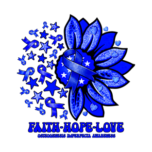 Osteogenesis Imperfecta Awareness - Faith love hope sunflower ribbon T-Shirt
