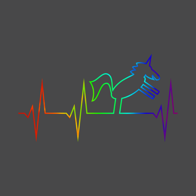 Unicorn heartbeat curve in rainbow colors by FancyTeeDesigns