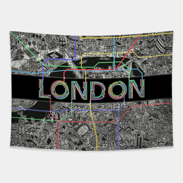 London text sign underground lines Tapestry by ol1ie