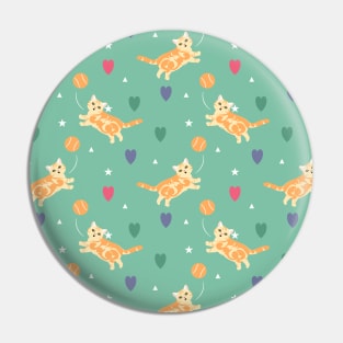 American Shorthair Cats Playing Balls - Orange Pin