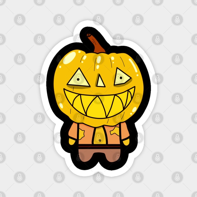 Yellow Zombie Pumpkin Man of Halloween Magnet by BoboSong