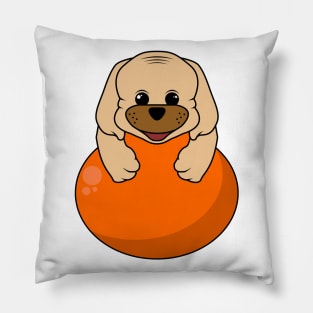 Dog puppies surrounds a balloon / Pillow