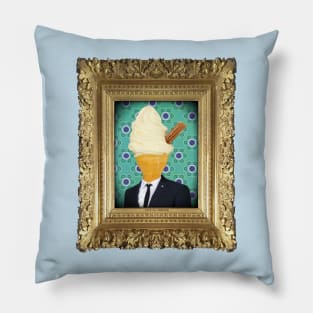 Ice Cream Man in Vintage Frame Pillow