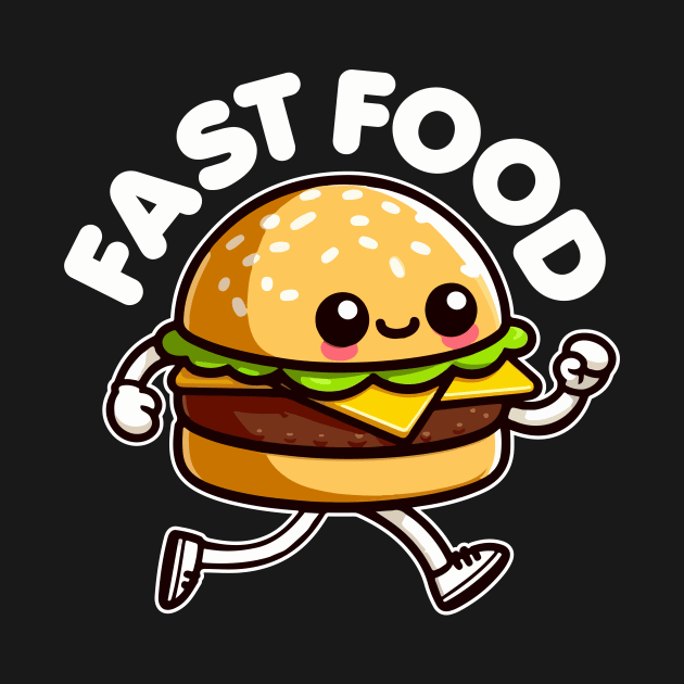 Fast Food Cute Burger Running Funny by valiantbrotha