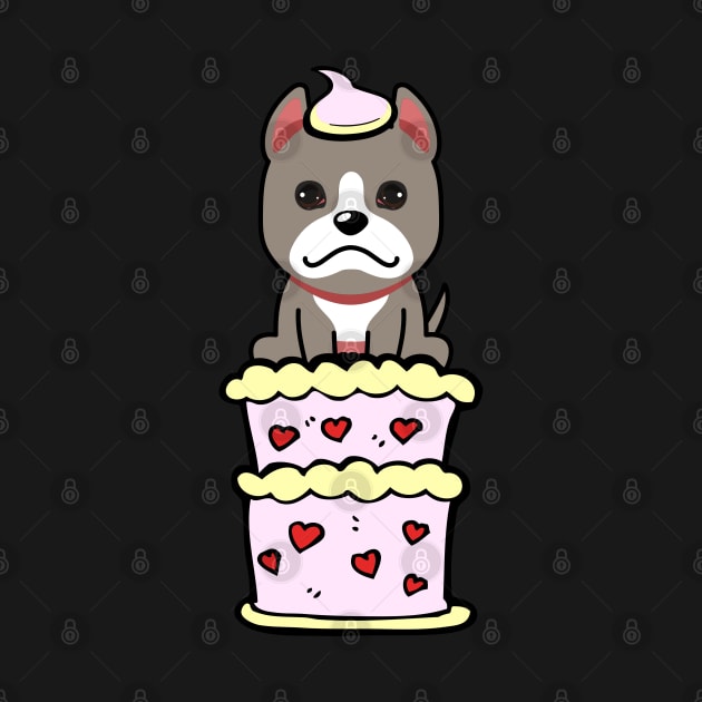 Grey dog Jumping out of a cake by Pet Station