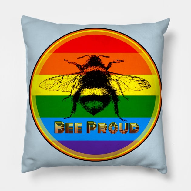 BEE PROUD. Celebrate Manchester Pride with this rainbow coloured bee design Pillow by Off the Page