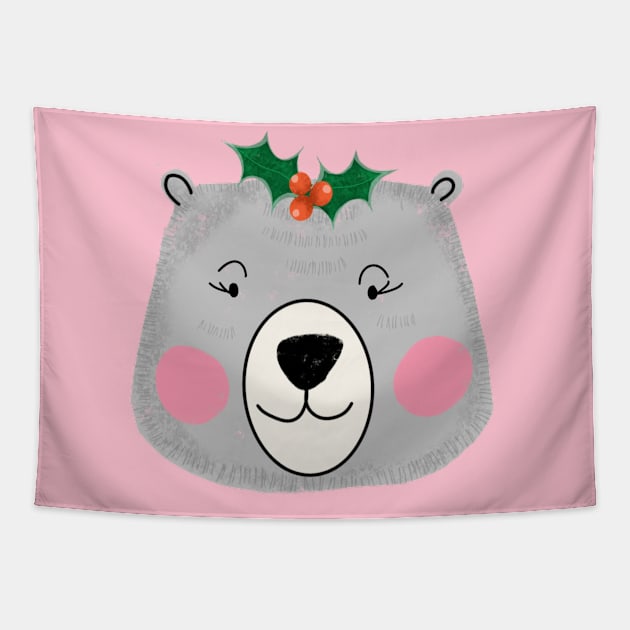 Cute Santa lady bear Tapestry by bruxamagica