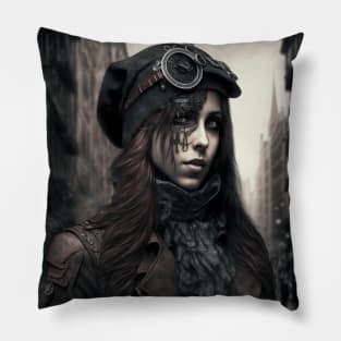 Steamgoth Woman on the Street Pillow