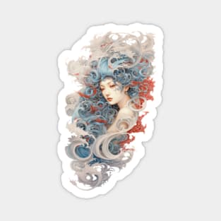 Japanese Girl with Marine Ornaments Magnet