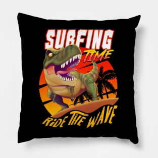 Dinosaur surfing time Pillow