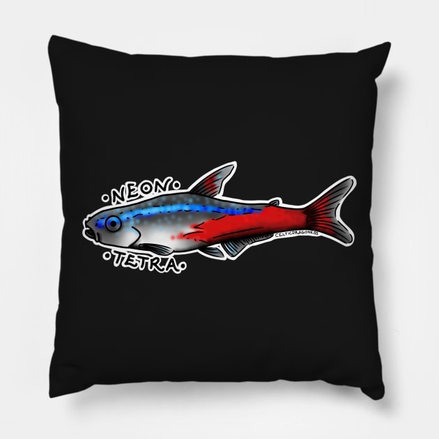 Neon Tetra fish Pillow by CelticDragoness