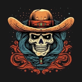 Retro Cowboy Western Style Skull T-Shirt