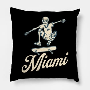 Miami, Florida Bony Skaters Skateboarding Vacationing Pillow