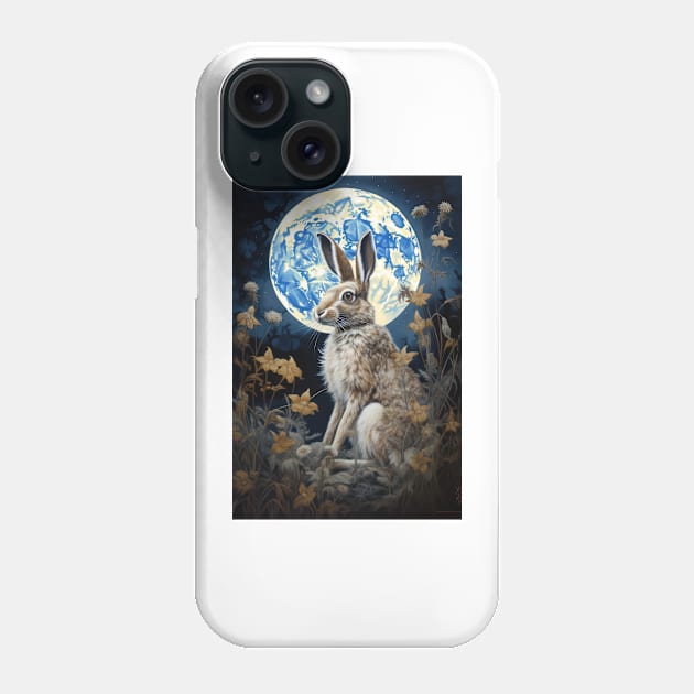 Hare, Pagan Hare, Pagan Art, Moon, Animal, Phone Case by thewandswant