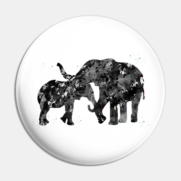 Mother and Daughter Elephants Hugging Pin by erzebeth