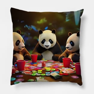 Panda Game Night: Fun and Playful Board Game Gathering Pillow