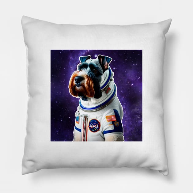 ASTRONAUT DOG ( Schnauzer ) Pillow by DMS DESIGN