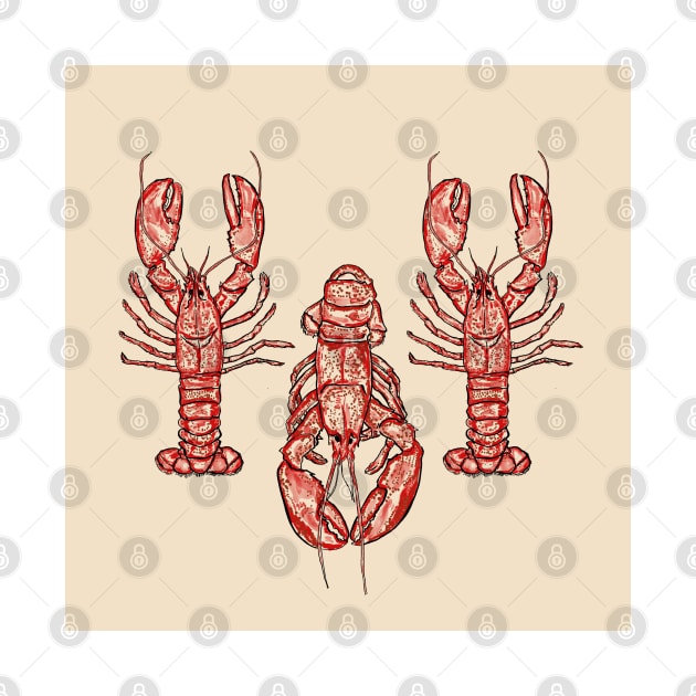 Lobster Watercolor Minimalist by edmproject