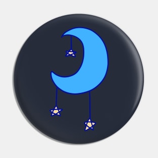 Blue Moon with Stars Pin