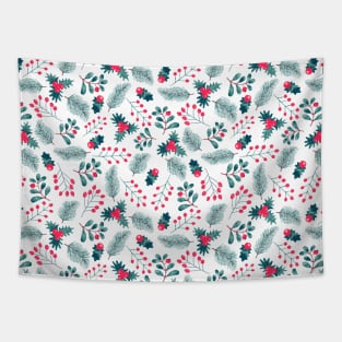 Watercolor Holiday Florals Tapestry