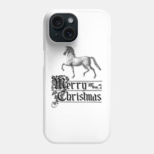 Horse with Merry Christmas Typograph. Vintage Print Phone Case