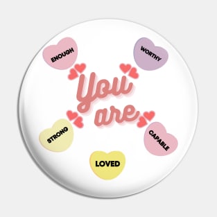 Retro Candy Heart Teacher Valentine's Day You Are Enough Pin