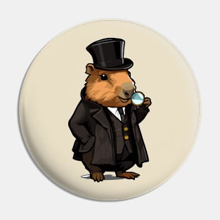 Cute Capybara Detective Gentlaman Pin