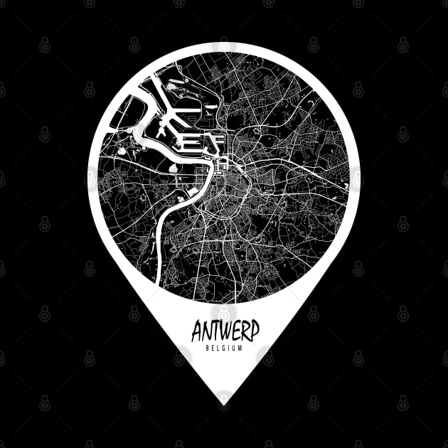 Antwerp, Belgium City Map - Travel Pin by deMAP Studio