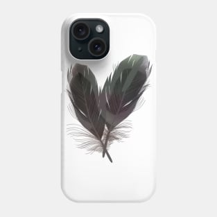 realistic heart feather black and white Phone Case