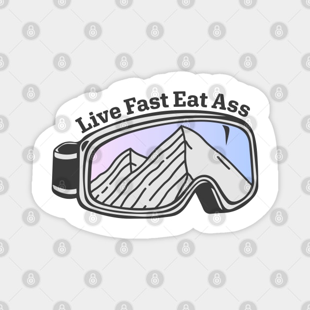 Sunset Mountain Ski Goggles | Live Fast Eat Ass Magnet by KlehmInTime