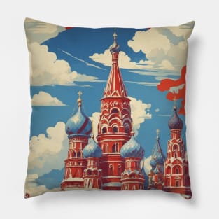 Central Russia Vintage Tourism Poster Pillow