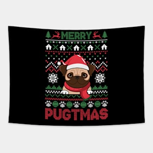 Merry Pugmas ugly christmas sweater Tapestry