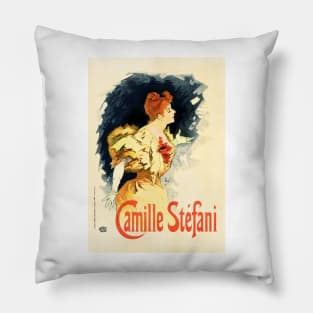 Camille Stefani French Art Nouveau Affiche Poster Art by Jules Cheret Pillow