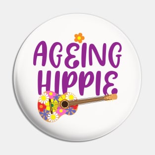 Sixties Ageing Hippy Retro Guitar Pin