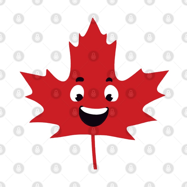 Cool Canada Day Maple Leaf Happy Face by RickandMorty