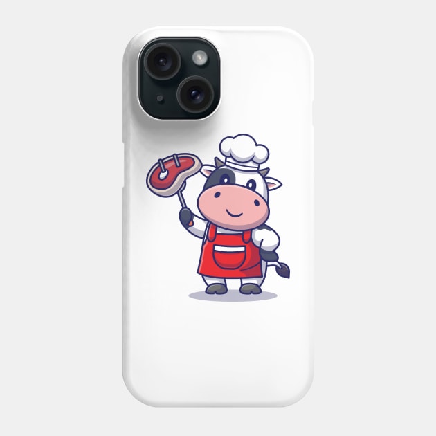 Cute Chef Cow Grill Meat Phone Case by Catalyst Labs