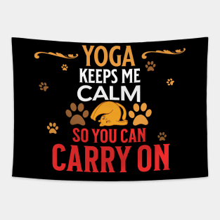 Yoga Funny Cat Pose Tapestry