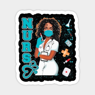 Black Nurse Uniform Face Mask Afro African Black History Magnet