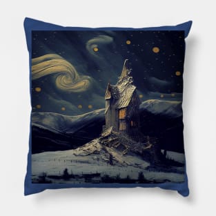 Starry Night Above The Shrieking Shack Pillow