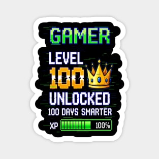 Gamer Level 100 Tee - Royal XP Unlocked Achievement Magnet