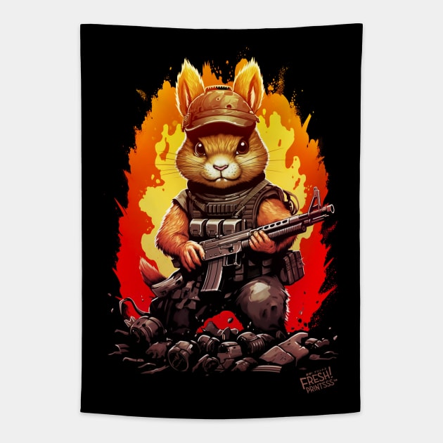 Battle Squirrel Tapestry by Fresh! Printsss ™