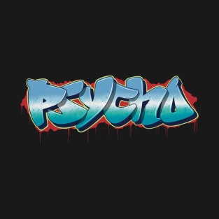 Psycho Blue Graffiti Style T-Shirt