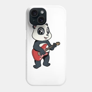 Cartoon panda bear playing electric guitar Phone Case