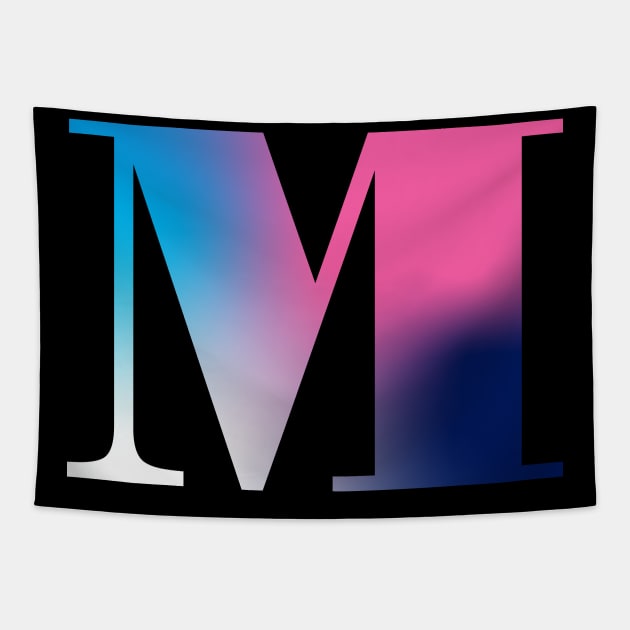 Capital Letter M Monogram Gradient Pink Blue White Tapestry by Terriology