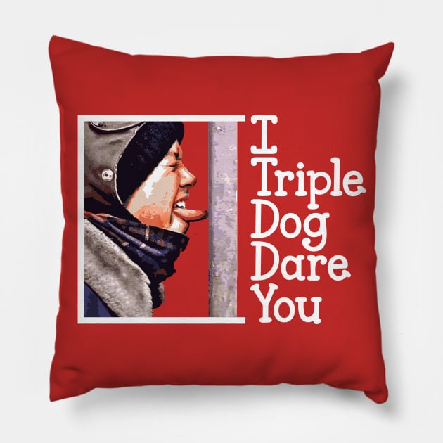 I Triple Dog Dare You Christmas Story Pillow by Alema Art