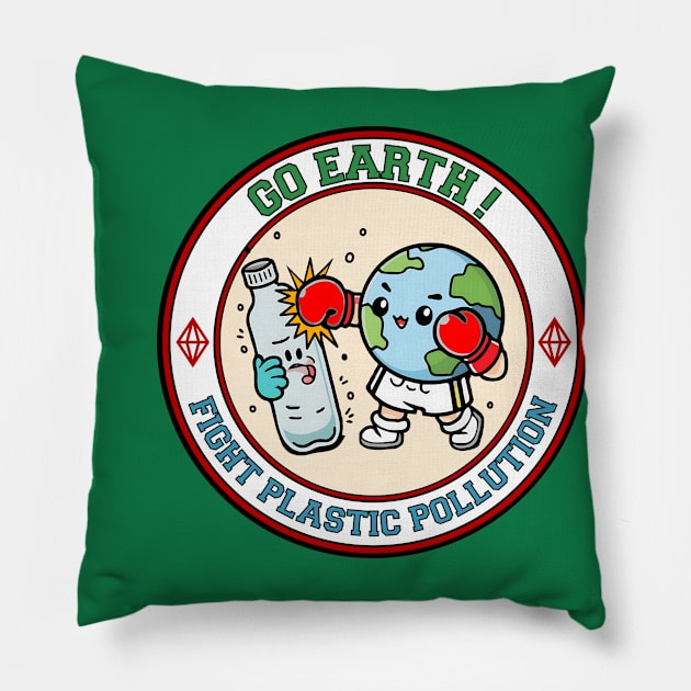 Earth vs Plastic Pollution Pillow by NikuDesign