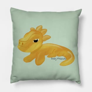 Yoel the Yellow Dino- The Scaly Friend's Collection Artwort By TheBlinkinBean Pillow