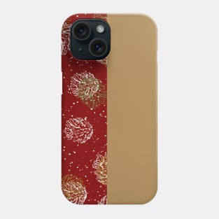 Gold Vertical Split Colorful Pinecone Pattern on Red Phone Case