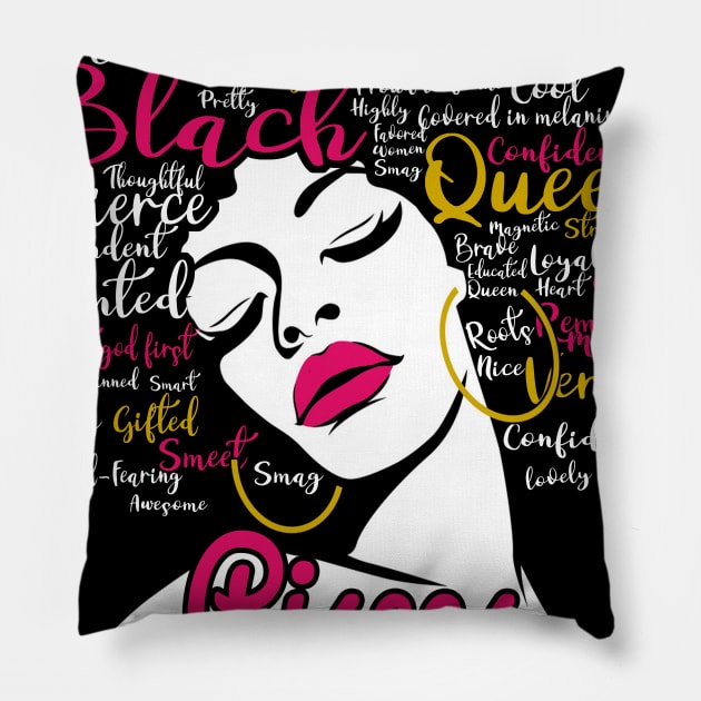 Pisces Queen Funny Birthday Gift for Black Women Girl Pillow by easleyzzi