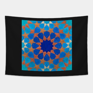 Blue and copper Islamic pattern Tapestry